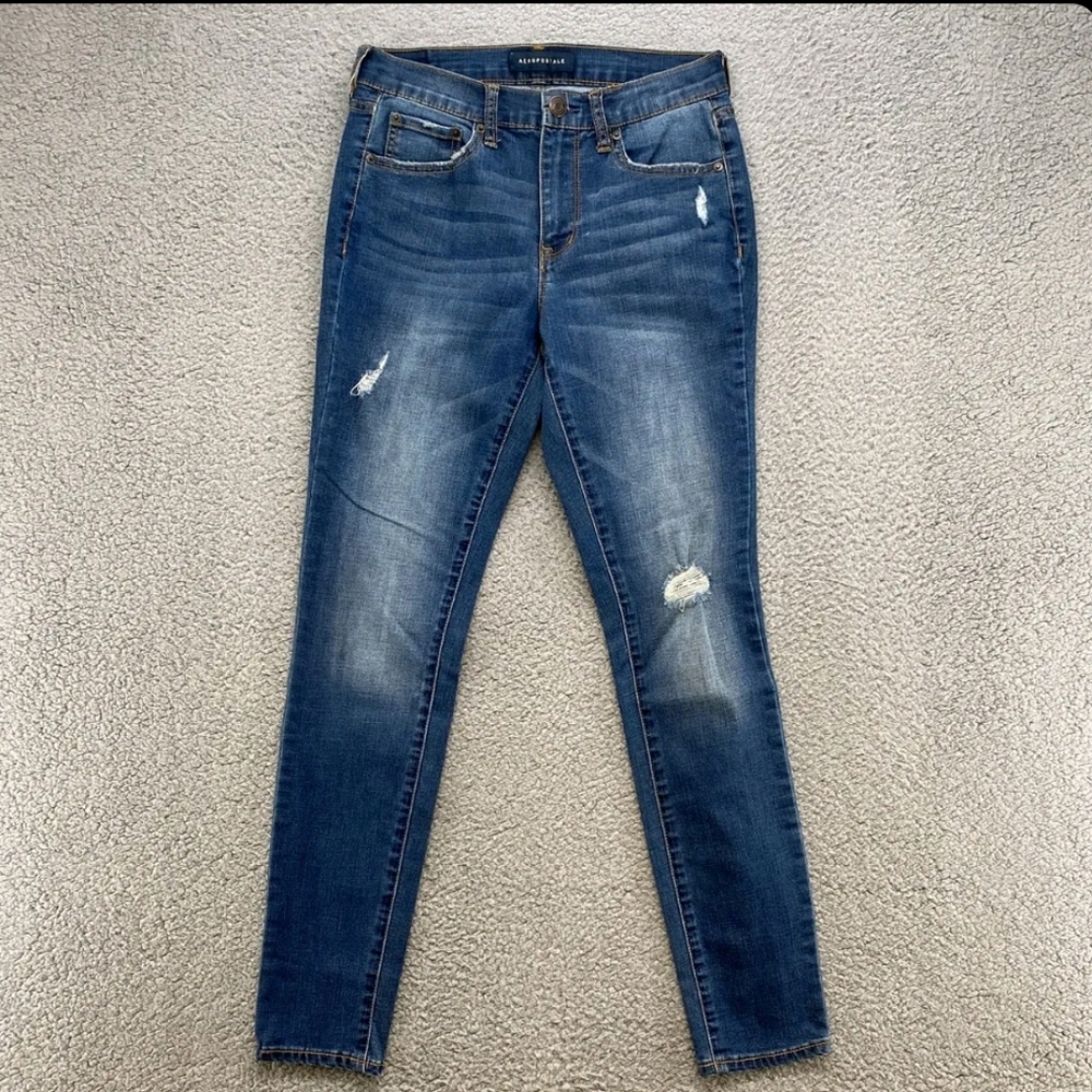 Aeropostale SkinnyJeans Womens Size 8 Dark Wash Distressed Denim Blue